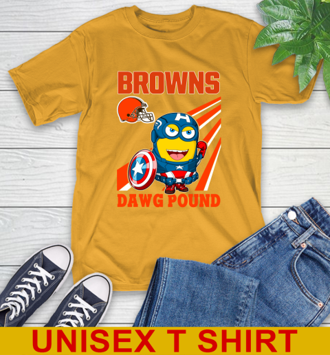 NFL Football Cleveland Browns Captain America Marvel Avengers Minion Shirt T-Shirt - Image 3