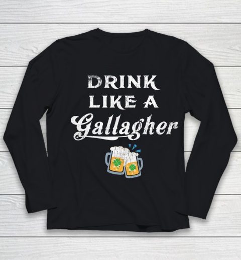 Beer Lover Funny Shirt Drink Like A Gallagher, St. Patricks Day Youth Long Sleeve