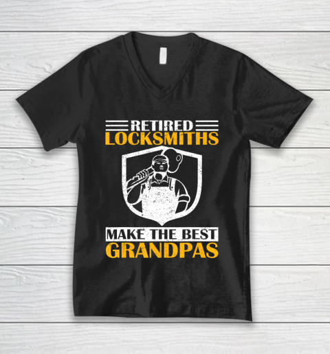 GrandFather gift shirt Vintage Retired Locksmith Make The Best Grandpa Retirement T Shirt V-Neck T-Shirt