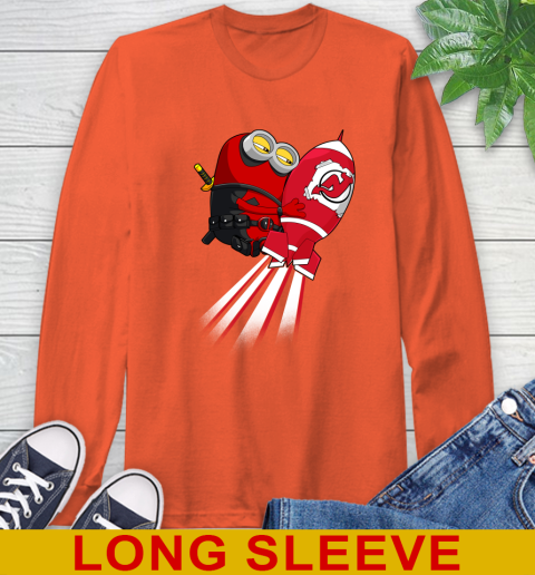 NHL Hockey New Jersey Devils Deadpool Minion Marvel Shirt Long Sleeve T-Shirt 4