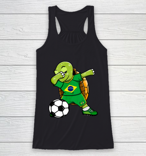 Dabbing Turtle Brazil Soccer Fans Jersey Brazilian Football Racerback Tank