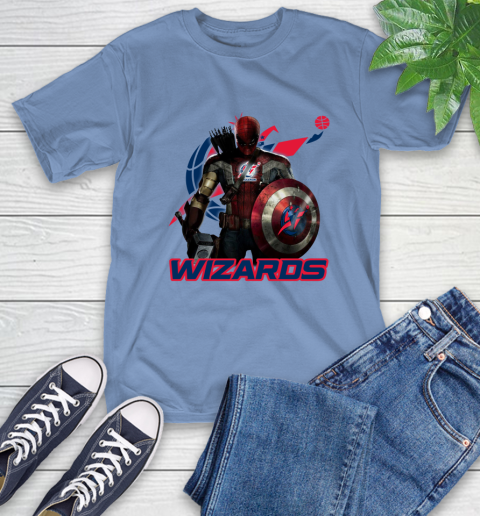 Washington Wizards NBA Basketball Captain America Thor Spider Man Hawkeye Avengers T-Shirt 11