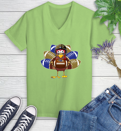 Baltimore Ravens Turkey Thanksgiving Day Women's V-Neck T-Shirt 11