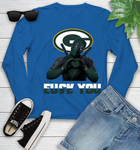 NHL Green Bay Packers Deadpool Love You Fuck You Football Sports Youth Long Sleeve 10