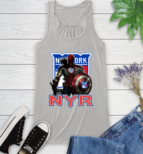 NHL Captain America Thor Spider Man Hawkeye Avengers Endgame Hockey New York Rangers Racerback Tank