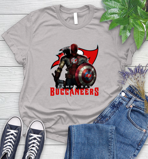 NFL Captain America Thor Spider Man Hawkeye Avengers Endgame Football Tampa Bay Buccaneers Women's T-Shirt 10