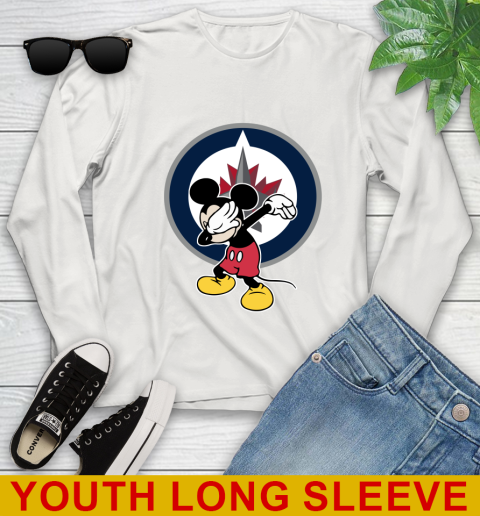 Winnipeg Jets NHL Hockey Dabbing Mickey Disney Sports Youth Long Sleeve 12