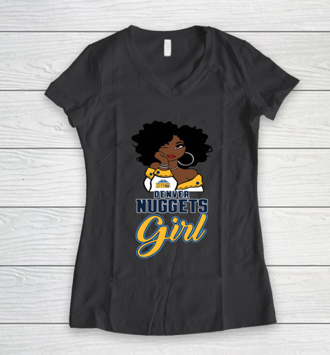 Denver Nuggets Girl NBA Women's V-Neck T-Shirt 8