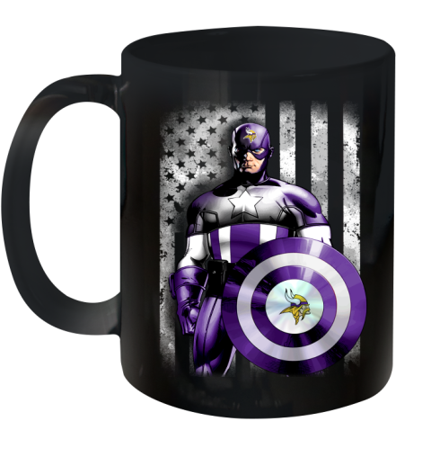 Minnesota Vikings NFL Football Captain America Marvel Avengers American Flag Shirt Ceramic Mug 11oz