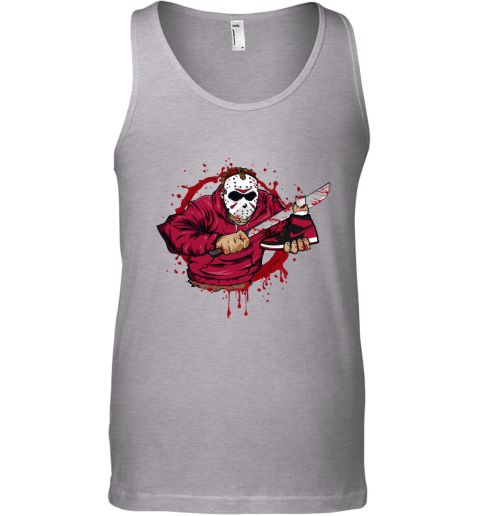 Air Jordan 1 Flyknit Banned Matching Sneaker Tshirt Jason Voorhees Black and Red Jordan Tshirt