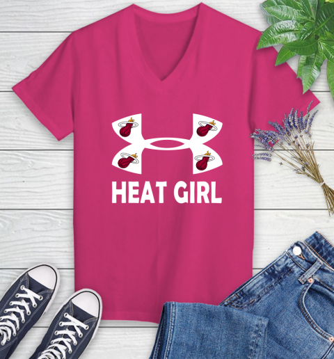 NBA Miami Heat Girl Under Armour Basketball Sports Women's V-Neck T-Shirt 9