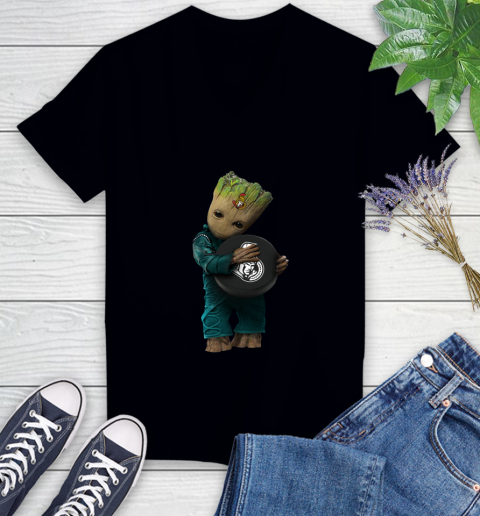 NHL Groot Guardians Of The Galaxy Hockey Sports Ottawa Senators Women's V-Neck T-Shirt 2