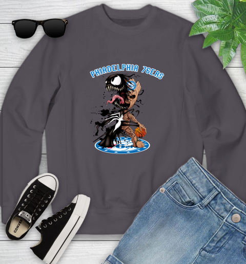 NBA Philadelphia 76ers Basketball Venom Groot Guardians Of The Galaxy Youth Sweatshirt 6