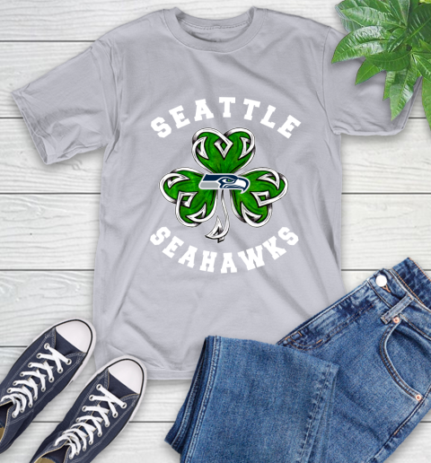 NFL Seattle Seahawks Three Leaf Clover St Patrick's Day Football Sports T-Shirt - Image 7