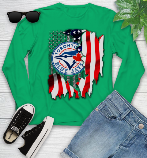 Toronto Blue Jays MLB Baseball American Flag Youth Long Sleeve 7