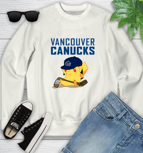 NHL Pikachu Hockey Sports Vancouver Canucks Youth Sweatshirt