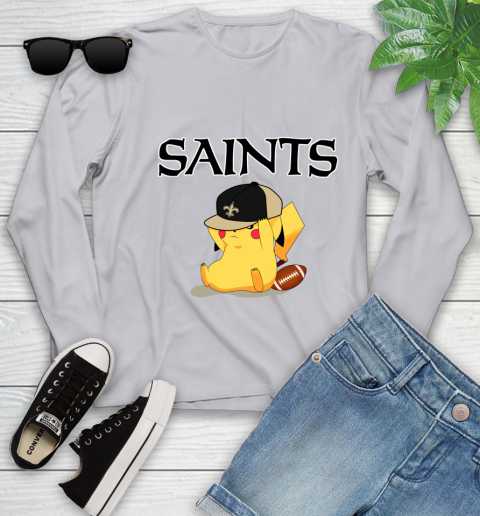 NFL Pikachu Football Sports New Orleans Saints Youth Long Sleeve 5