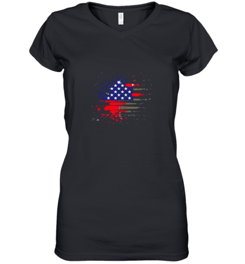 Baseball U.S American Flag Women's V-Neck T-Shirt