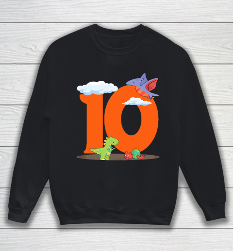 Kids 10th Birthday Cute Dinosaur Gift Girl Boy 10 Years Old Sweatshirt