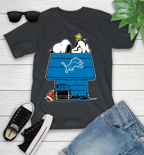 Detroit Lions NFL Football Snoopy Woodstock The Peanuts Movie Youth T-Shirt 2
