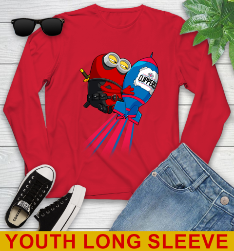 NBA Basketball LA Clippers Deadpool Minion Marvel Shirt Youth Long Sleeve 11
