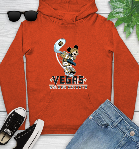 NHL Hockey Vegas Golden Knights Cheerful Mickey Mouse Shirt Youth Hoodie 5