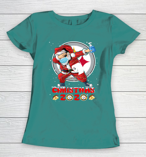 Pittsburgh Steelers Funny Santa Claus Dabbing Christmas 2020 NFL Women's T-Shirt 10