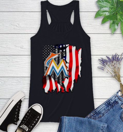 Miami Marlins MLB Baseball American Flag Racerback Tank - Image 10
