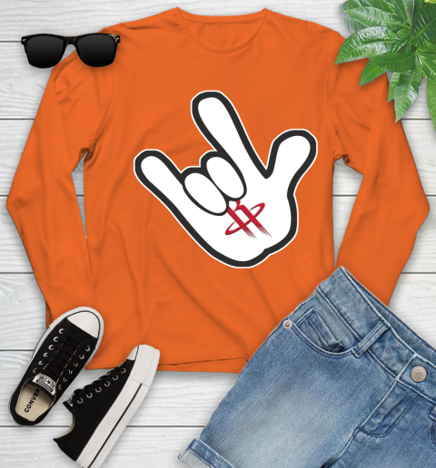 Houston Rockets NBA Basketball Mickey Rock Hand Disney Youth Long Sleeve 4
