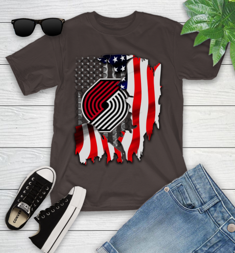 Portland Trail Blazers NBA Basketball American Flag Youth T-Shirt 7