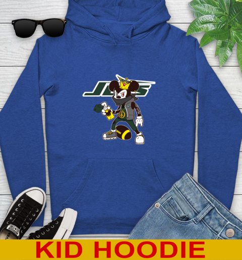 New York Jets NFL Football Mickey Peace Sign Sports Youth Hoodie 10
