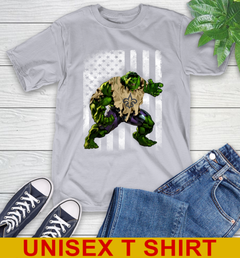 New Orleans Saints Hulk Marvel Avengers NFL Football American Flag T-Shirt 5