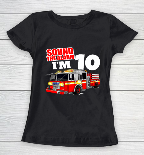 Kids Fire Truck 10th Birthday T Shirt Boy Firefighter 10 Years Old Women's T-Shirt