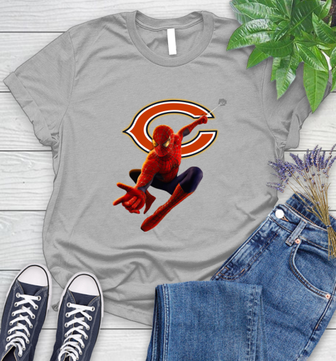 NFL Spider Man Avengers Endgame Football Chicago Bears Women's T-Shirt 5