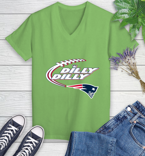 NFL New England Patriots Dilly Dilly Football Sports Women's V-Neck T-Shirt 11