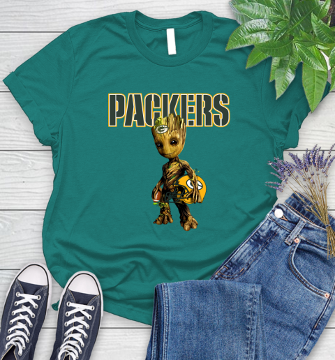 Green Bay Packers NFL Football Groot Marvel Guardians Of The Galaxy Women's T-Shirt 12