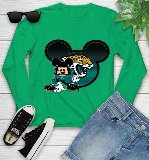 NFL Jacksonville Jaguars Mickey Mouse Disney Football T Shirt Youth Long Sleeve 6