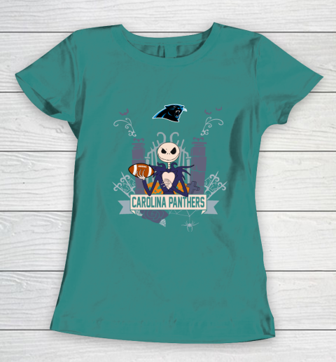 NFL Carolina Panthers Football Jack Skellington Halloween Women's T-Shirt 10