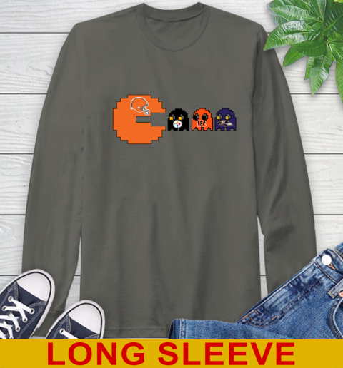 Cleveland Browns NFL Football Pac Man Champion Long Sleeve T-Shirt 8