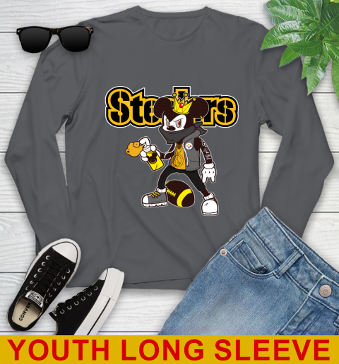 Pittsburgh Steelers NFL Football Mickey Peace Sign Sports Youth Long Sleeve 10 Pittsburgh Steelers NFL Football Mickey Peace Sign Sports Youth Long Sleeve - Image 10