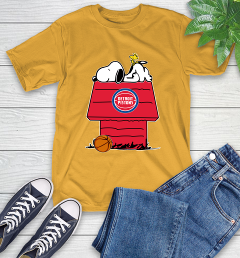 Detroit Pistons NBA Basketball Snoopy Woodstock The Peanuts Movie T-Shirt 3