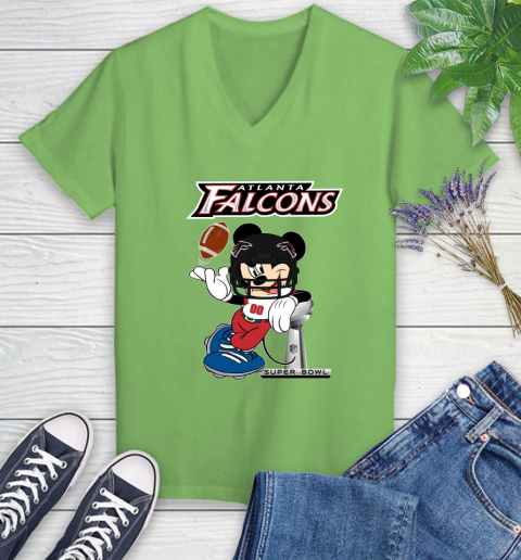 NFL Atlanta Falcons Mickey Mouse Disney Super Bowl Football T Shirt Women's V-Neck T-Shirt 11