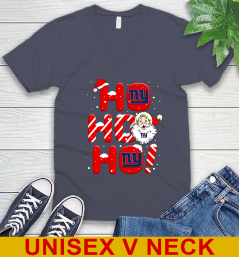 New York Giants NFL Football Ho Ho Ho Santa Claus Merry Christmas Shirt V-Neck T-Shirt 7