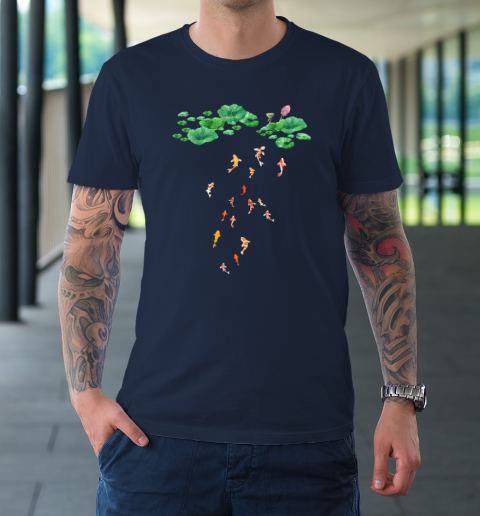 Watercolor Japanese Koi Fish Goldfish Lily Pad Lotus Leaf Shirt T-Shirt - Image 3
