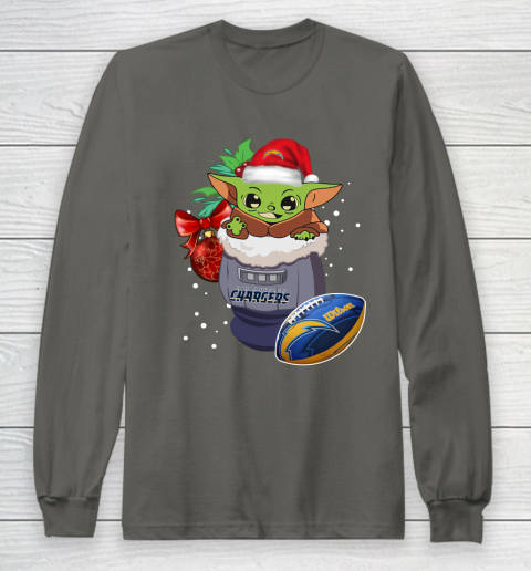 Los Angeles Chargers Christmas Baby Yoda Star Wars Funny Happy NFL Long Sleeve T-Shirt 8