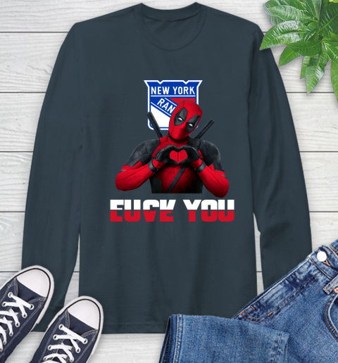 NHL New York Rangers Deadpool Love You Fuck You Hockey Sports Long Sleeve T-Shirt 9
