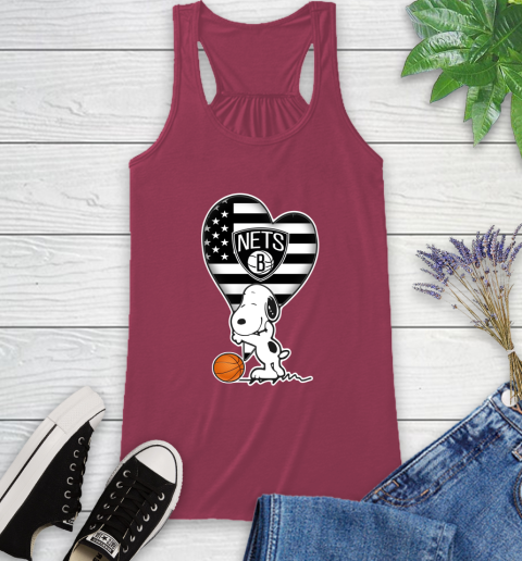 Brooklyn Nets NBA Basketball The Peanuts Movie Adorable Snoopy Racerback Tank 8