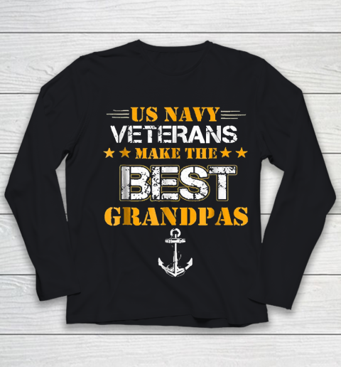 Grandpa Funny Gift Apparel  Us Navy Veterans Make The Best Grandpas Faded Youth Long Sleeve