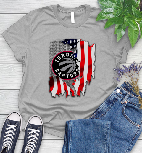 Toronto Raptors NBA Basketball American Flag Women's T-Shirt 5
