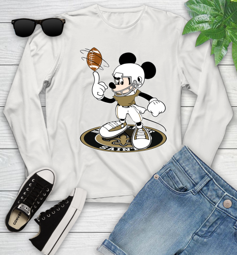 NFL Football New Orleans Saints Cheerful Mickey Disney Shirt Youth Long Sleeve 12